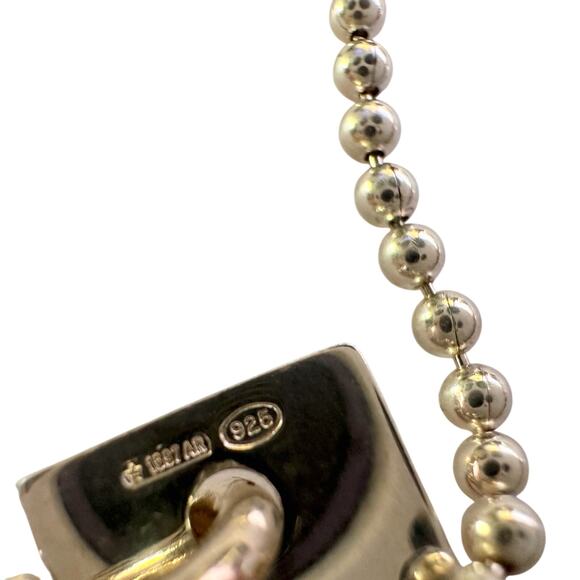 Gucci Silver Bar Logo Ball Chain Bracelet - Picture 9 of 12